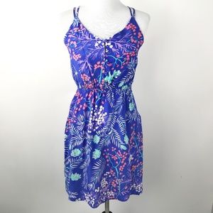 Yumi Kim Silk Floral Dress Blue Pink White